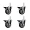 Service Caster 4 Inch Thermoplastic  Rubber Wheel Swivel 58 Inch Threaded Stem Caster Set with Brake SCC SCC-TS20S414-TPRB-PLB-58212-4 - alternate 1